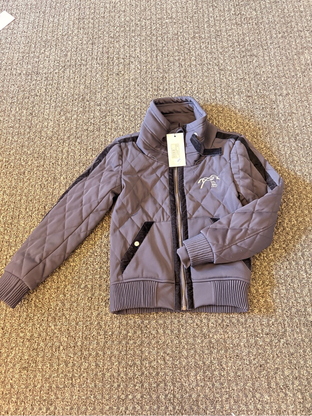 Penelope Leprevost Junior Quilted Bomber Jacket Navy Equestrian Coat NWT